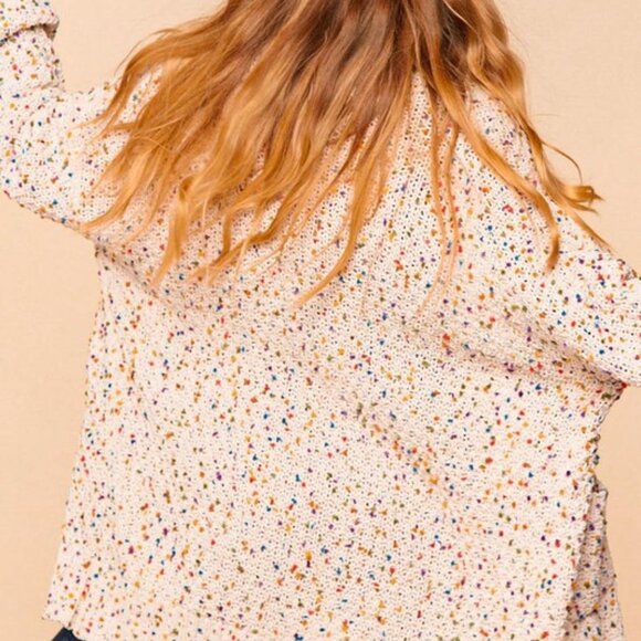 Multicolor Confetti Knit Sweater Cardigan - Picture 4 of 7